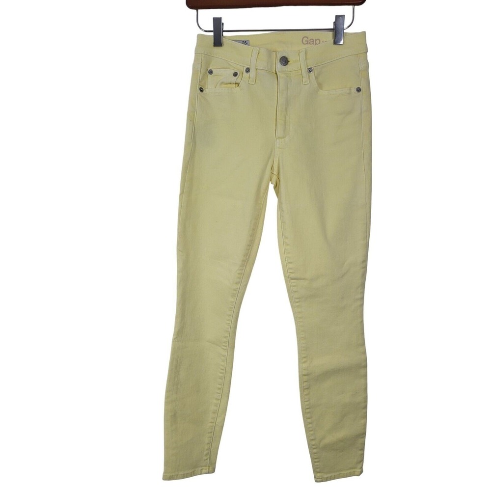 Gap 1969 True Skinny Jeans 26R Womens Yellow Mid Rise Classic Spring Bottoms